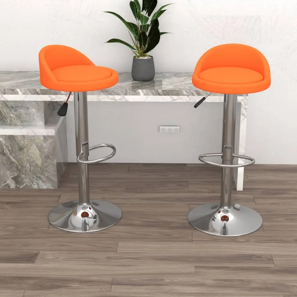 vidaXL Bancos de bar 2 pcs couro artificial laranja