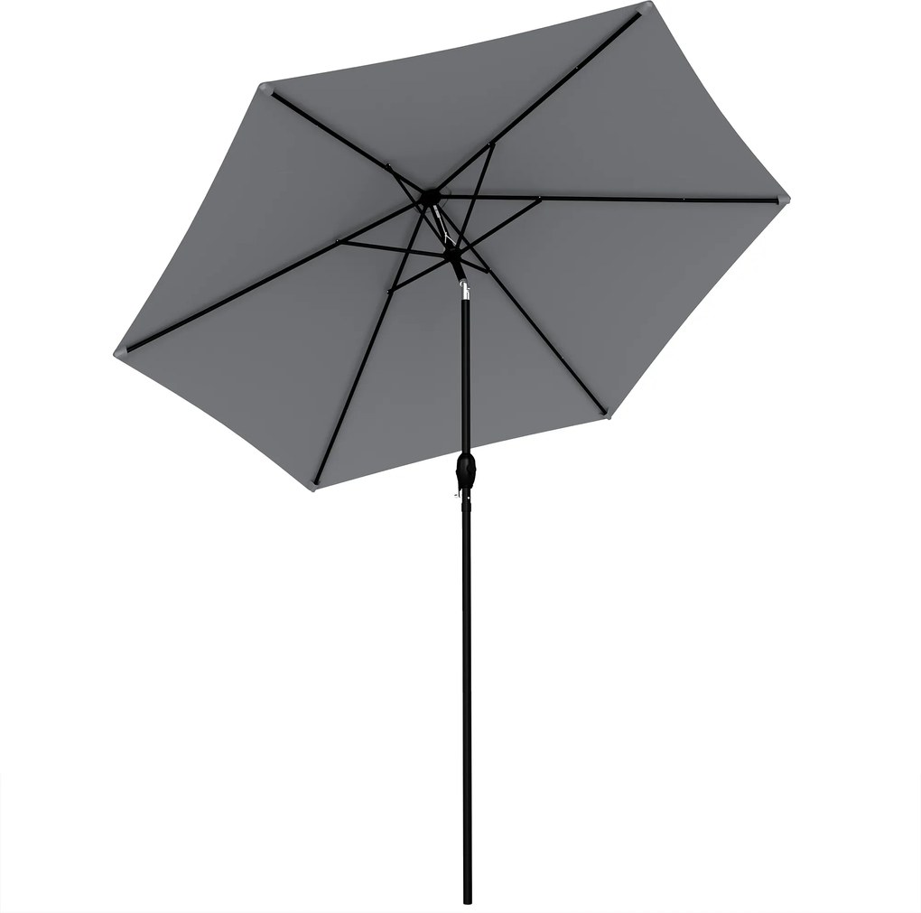 Outsunny Guarda-sol de Jardim Exterior Redondo 2m, Inclinável a 30°, Manivela, Mastro em Alumínio, Tecido 180 g/m², Anti-UV, Cinza Escuro | Aosom Portugal