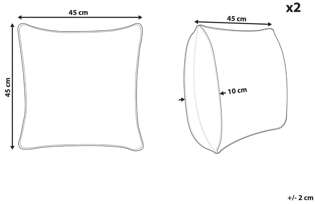 Conjunto de 2 almofadas decorativas em veludo azul e creme 45 x 45 cm ALLIUM Beliani