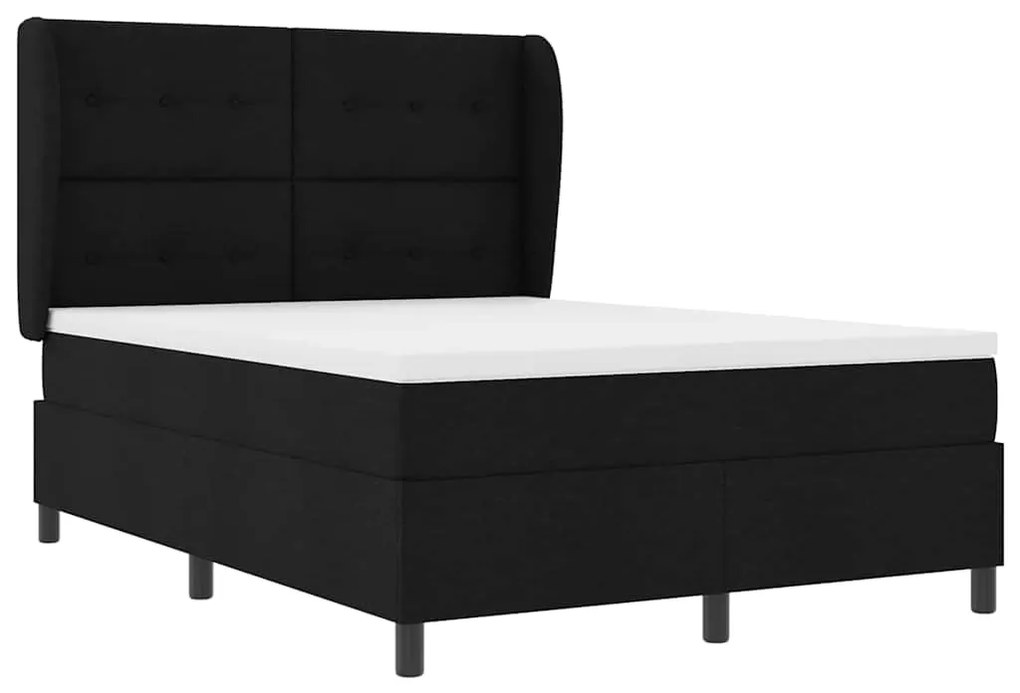 Cama box com colchão Preto, 160 x 200 cm, Tecido