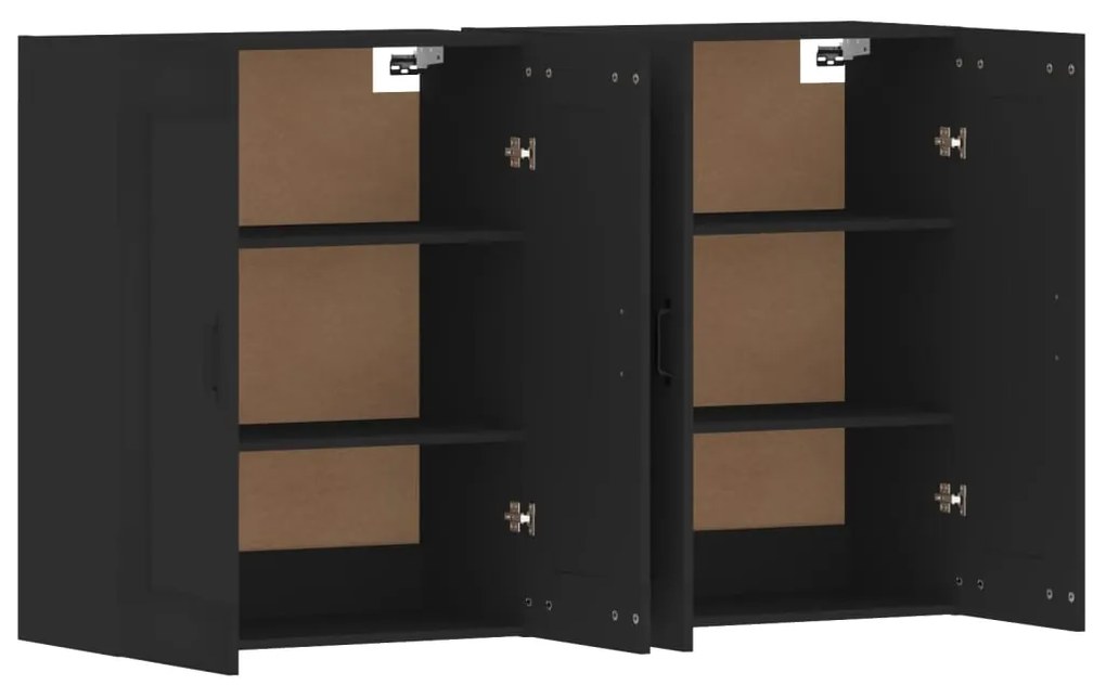 Móveis de parede 2 pcs derivados de madeira preto