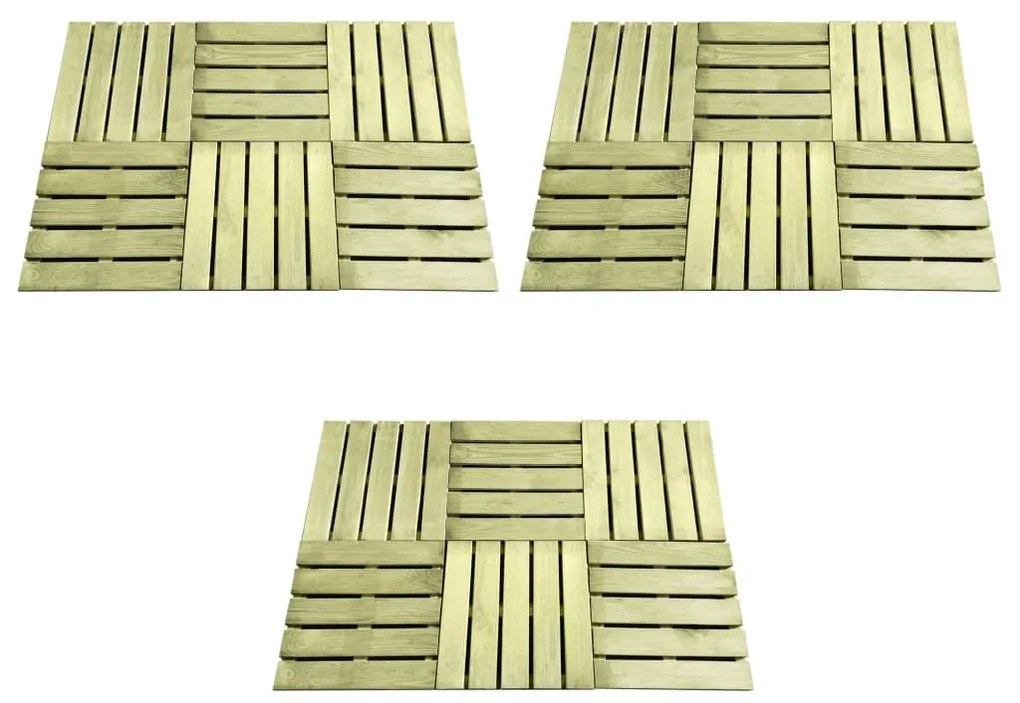 276431 vidaXL Ladrilhos de pavimento 18 pcs 50x50 cm madeira verde