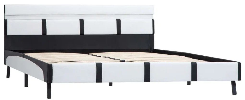 Estrutura de cama com LED 160x200 cm couro artificial branco