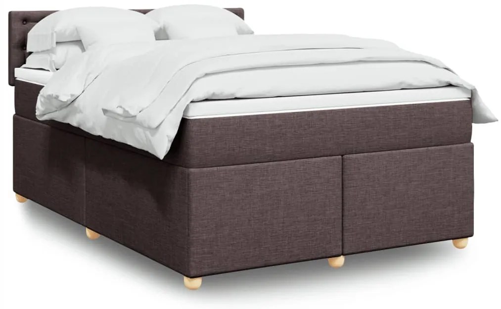 Cama com molas/colchão 140x190 cm tecido castanho-escuro