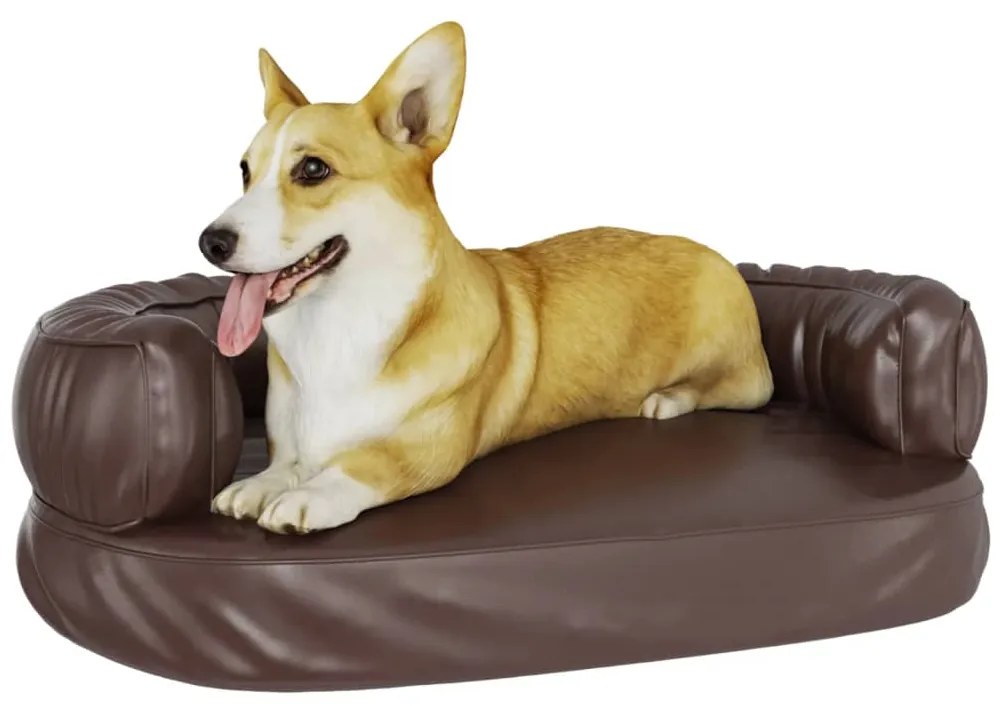 Cama p/ cães espuma ergonómico 60x42cm couro artific. castanho