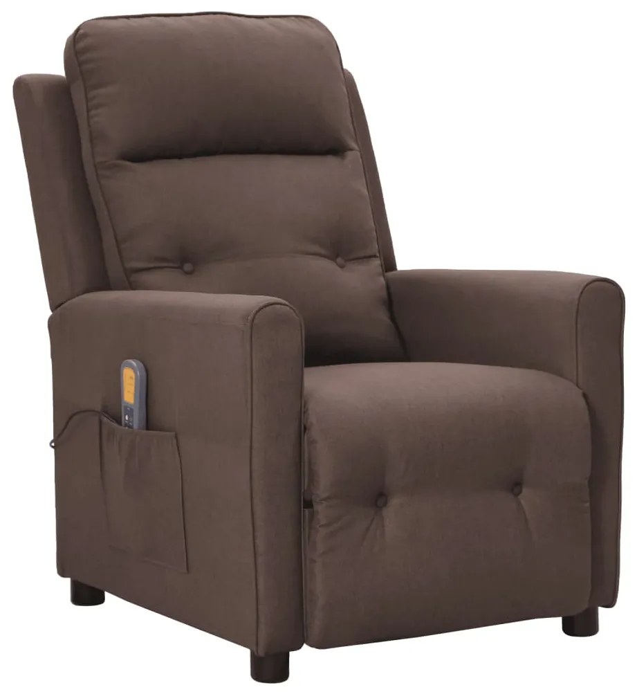 vidaXL Poltrona de massagens tecido cinza-acastanhado