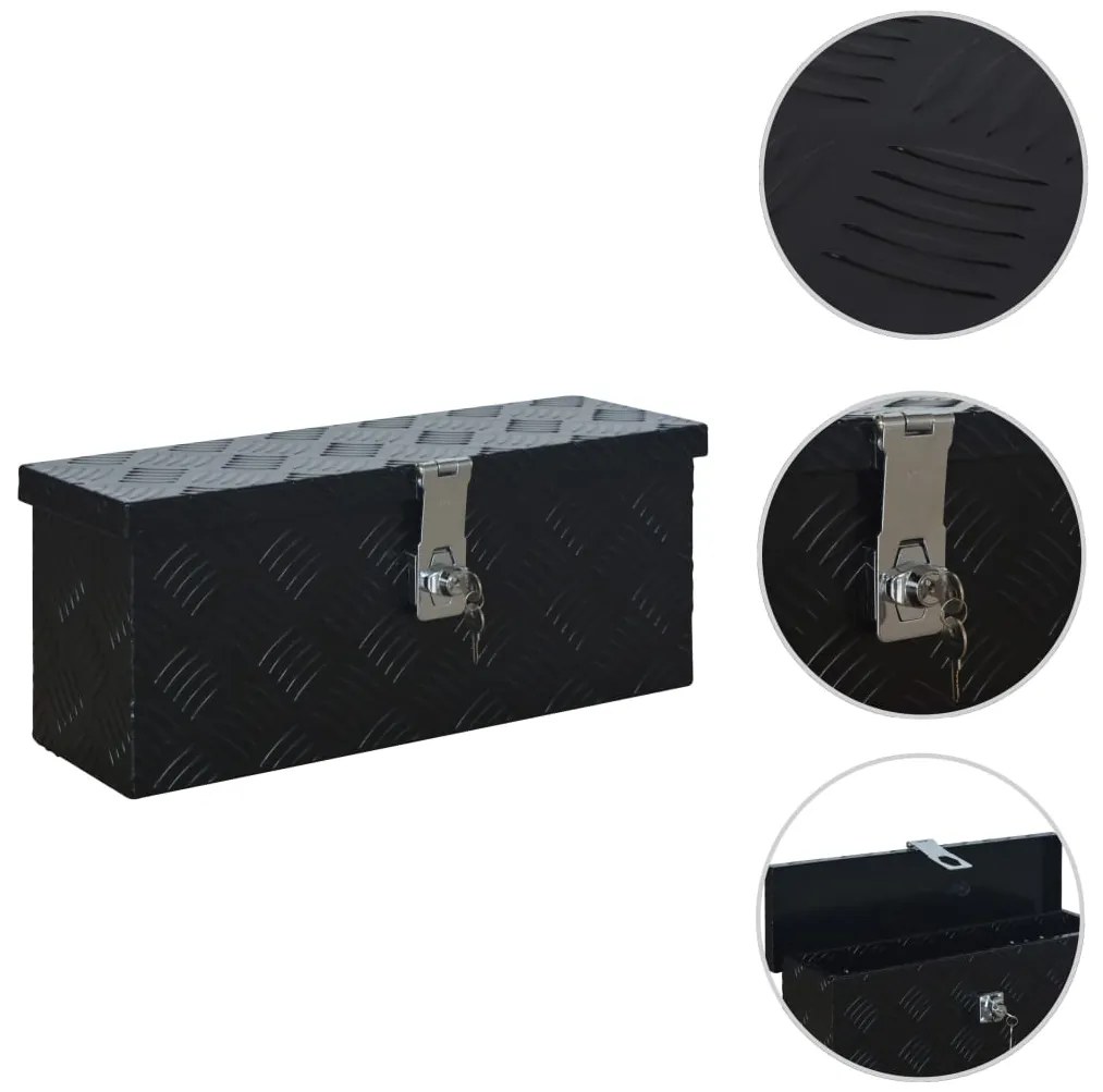 144845 vidaXL Caixa de alumínio 485x140x200 mm preto