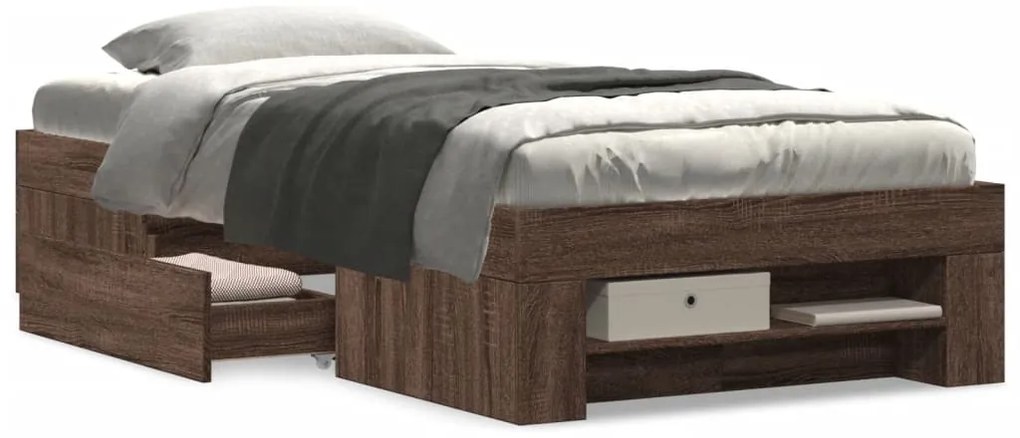 Estrutura cama s/ colchão derivados madeira carvalho castanho