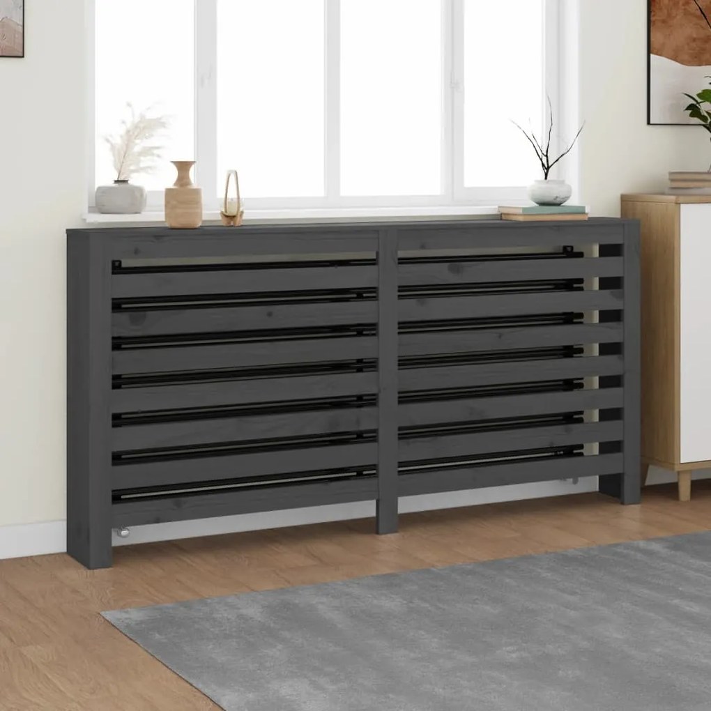 822608 vidaXL Cobertura de radiador 169x19x84 cm pinho maciço cinza