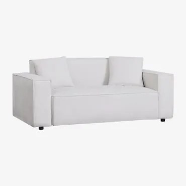 Sofá De 2 Lugares Em Tecido Basian Bouclé Chenille Branco Quebrado - Sklum