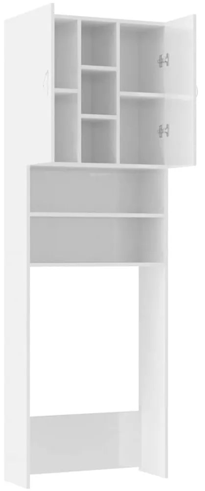 Armário máquina lavar roupa 64x25,5x190 cm branco brilhante