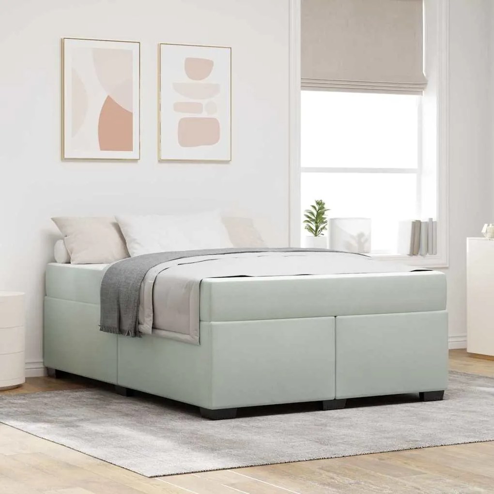 vidaXL Estrutura de cama com colchão Cinzento-claro 140 x 200 cm
