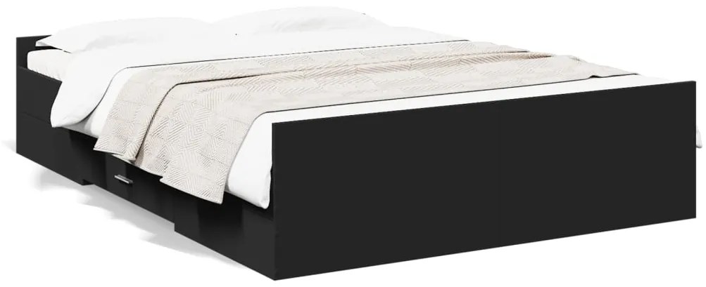 vidaXL Estrutura de cama c/ gavetas 140x190 cm derivados madeira preto