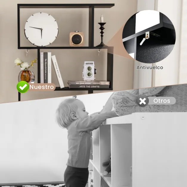 Estante em forma de S de 6 camadas com prateleiras decorativas para sala de estar e escritório 70 x 23 x 183 cm preta