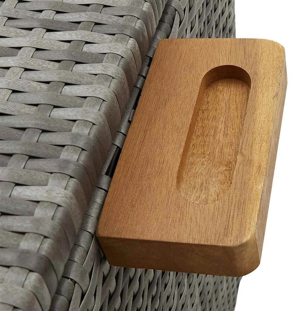 Caixa de arrumação p/ jardim 120x65x61 cm vime PE cinza-claro