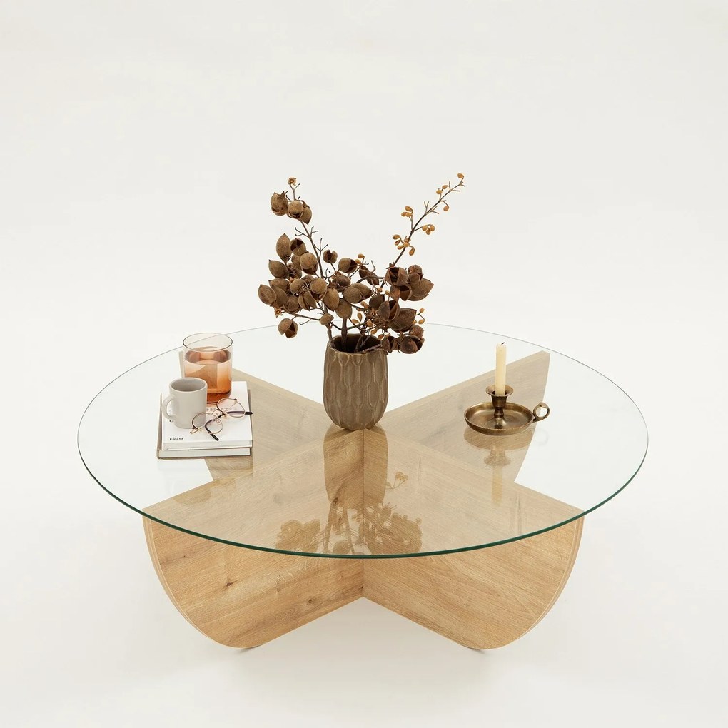 Mesa de Café Lily - Carvalho Safira - 90x30x90 cm