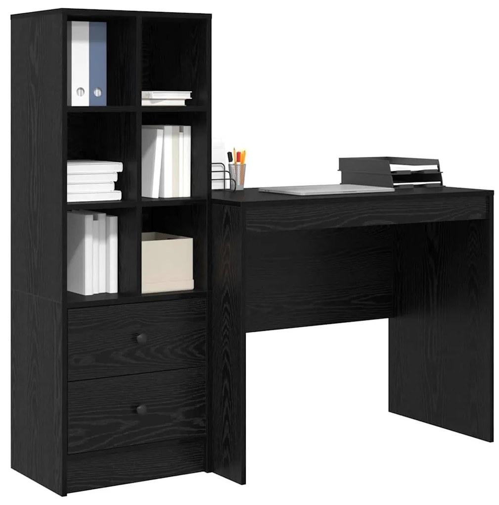 Mesa com Armazenamento Carvalho Preto Madeira Derivada