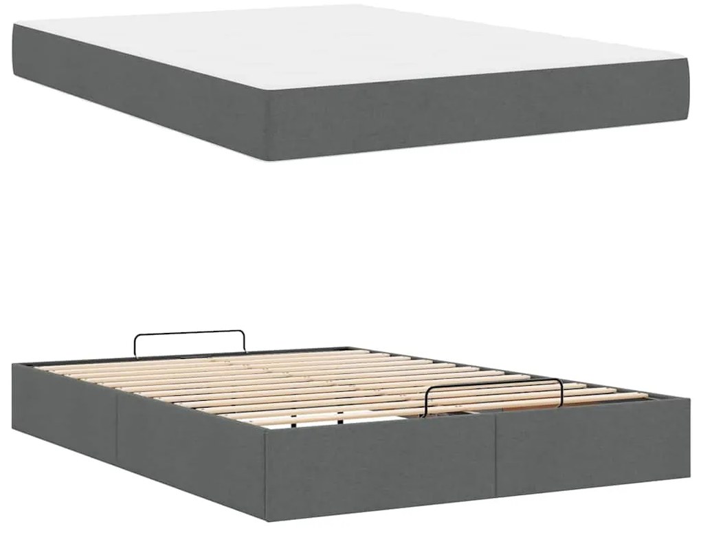 Estrutura da Cama Cinzento escuro 140 x 200 cm tecido