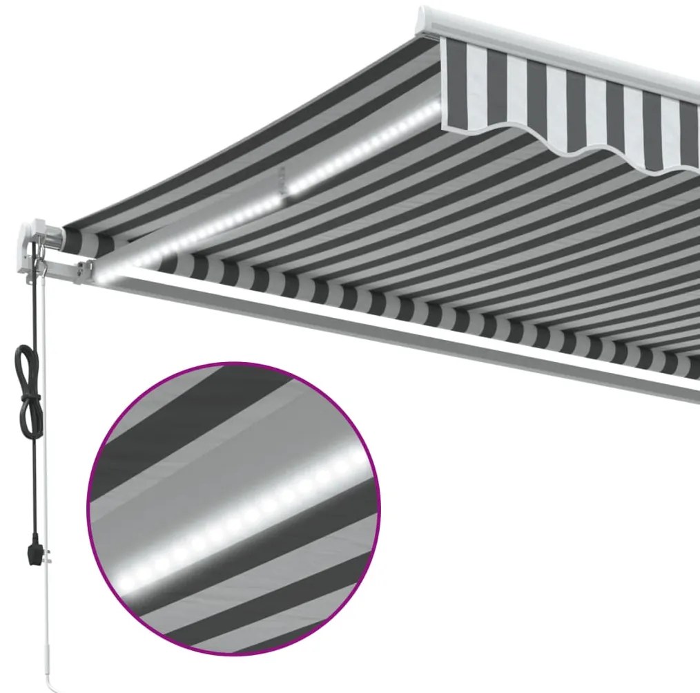 Toldo retrátil automático com LED 400x350 cm antracite/branco