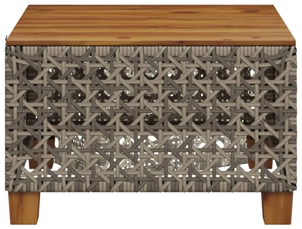 Mesa de jardim 55x55x36 cm vime PE e madeira de acácia cinzento