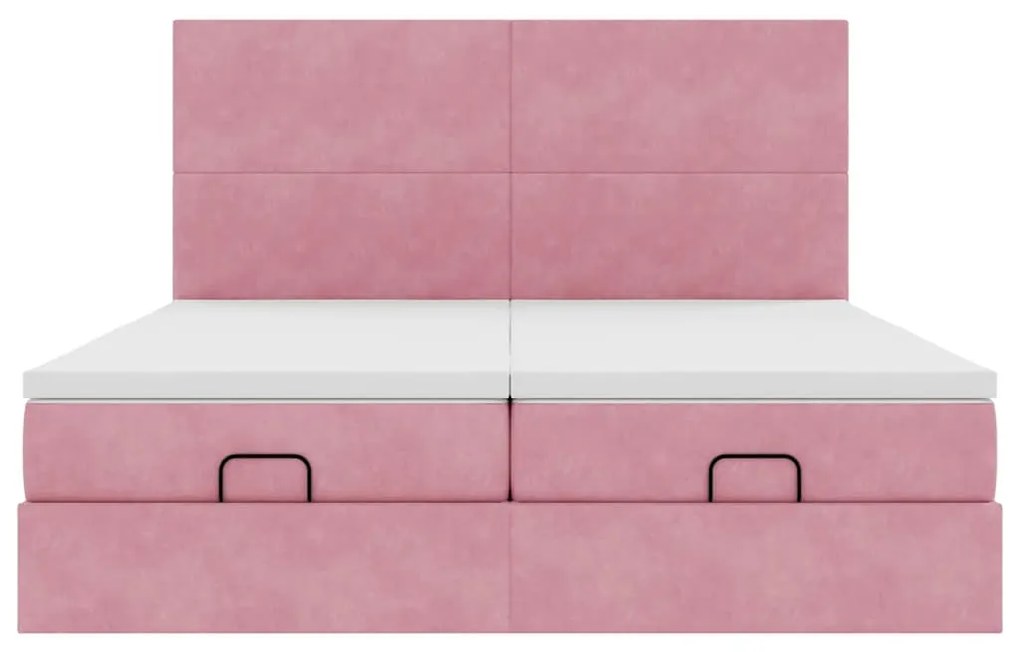 Estrutura de cama otomana com colchões 180x200 cm veludo rosa