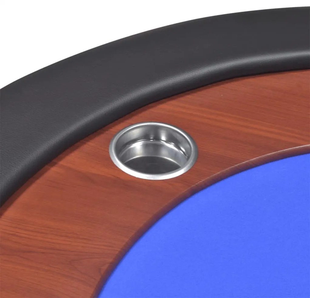 Mesa poker 10 jogadores c/ área crupiê e tabuleiro fichas azul