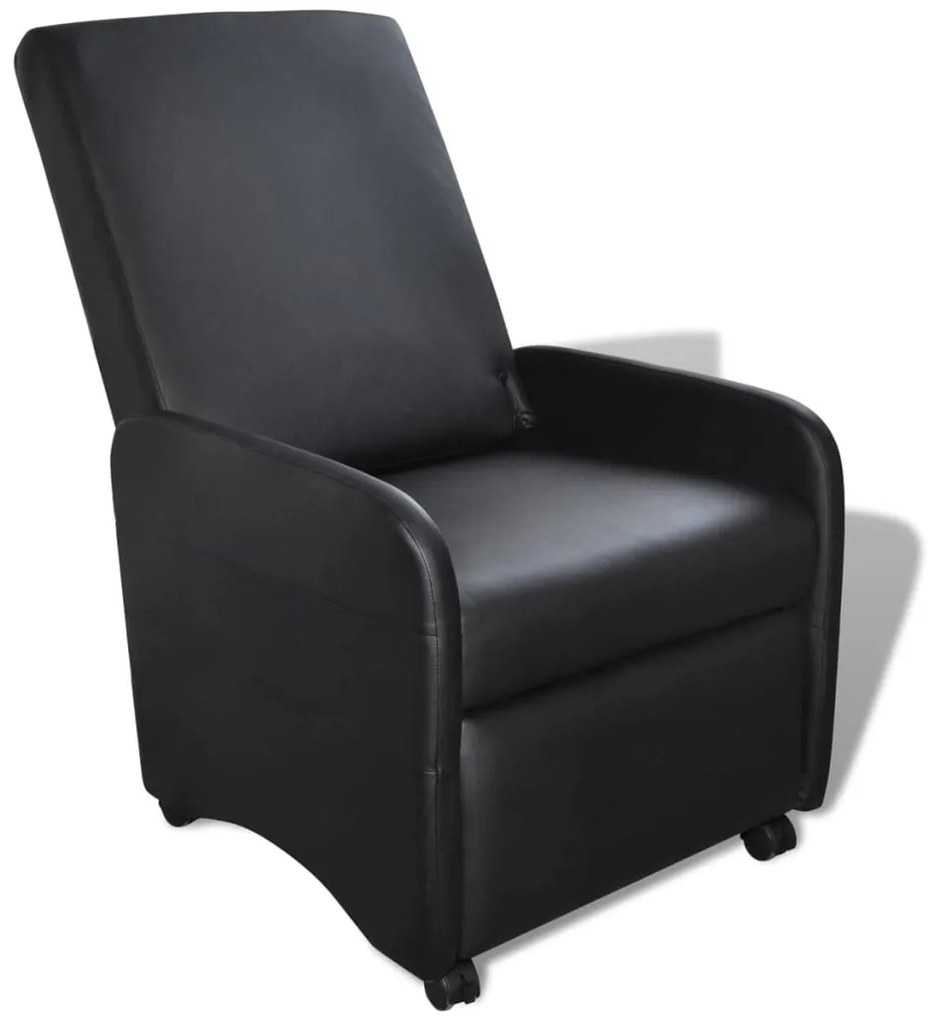 vidaXL Poltrona reclinável em couro artificial preto