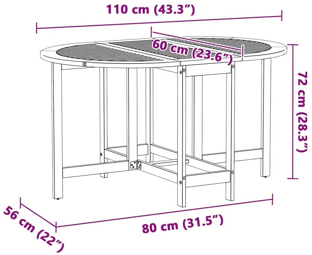 Conjunto de Jantar Butterfly de 5 Peças - Madeira Maciça de Acácia Dob