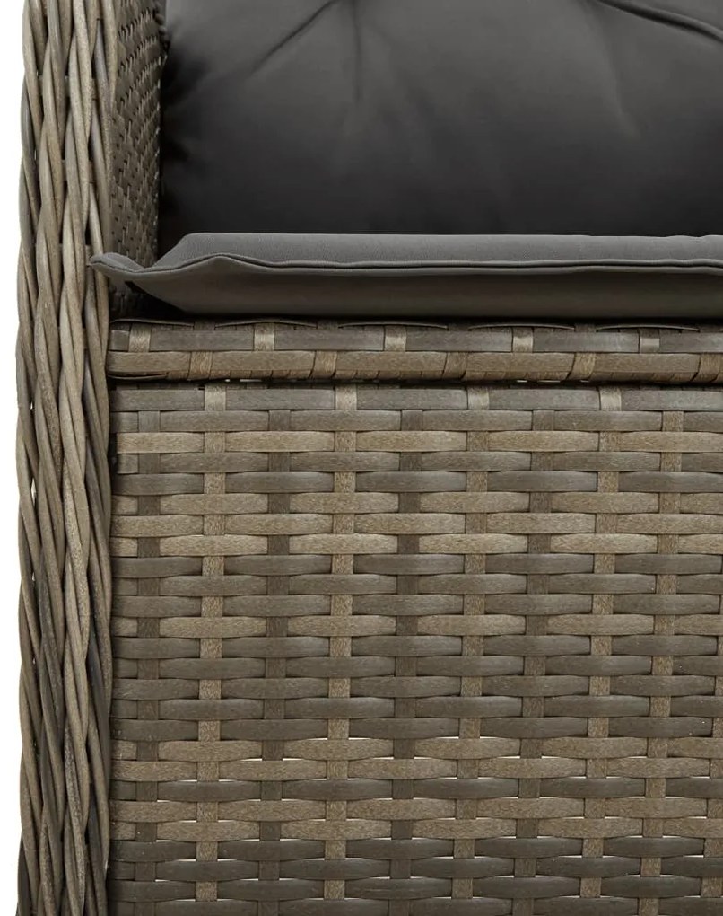 Cadeiras jardim reclináveis 2 pcs com mesa vime PE cinzento