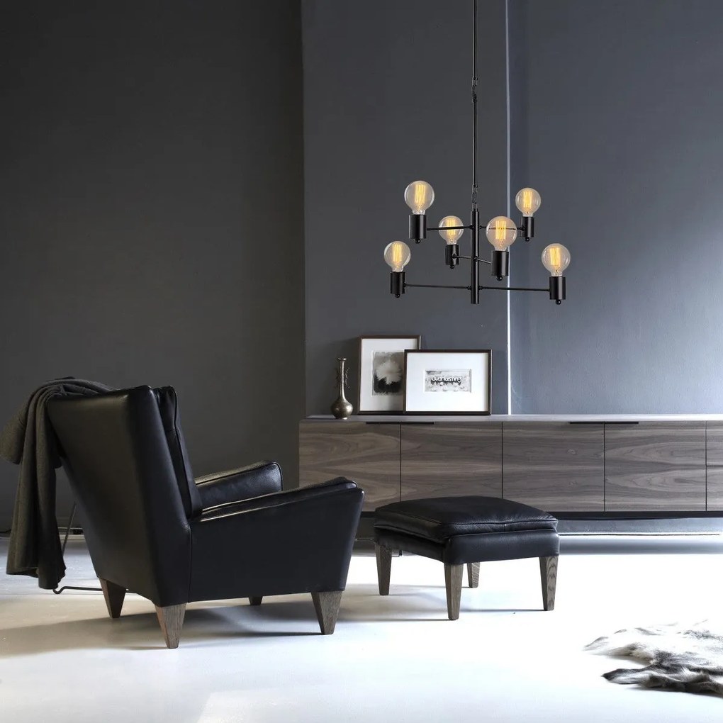 Candeeiro Suspenso Hexa – Preto – 61 x 61 cm