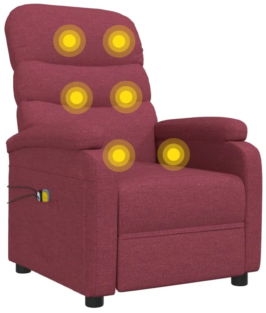 Poltrona de massagens elétrica reclinável tecido vermelho tinto