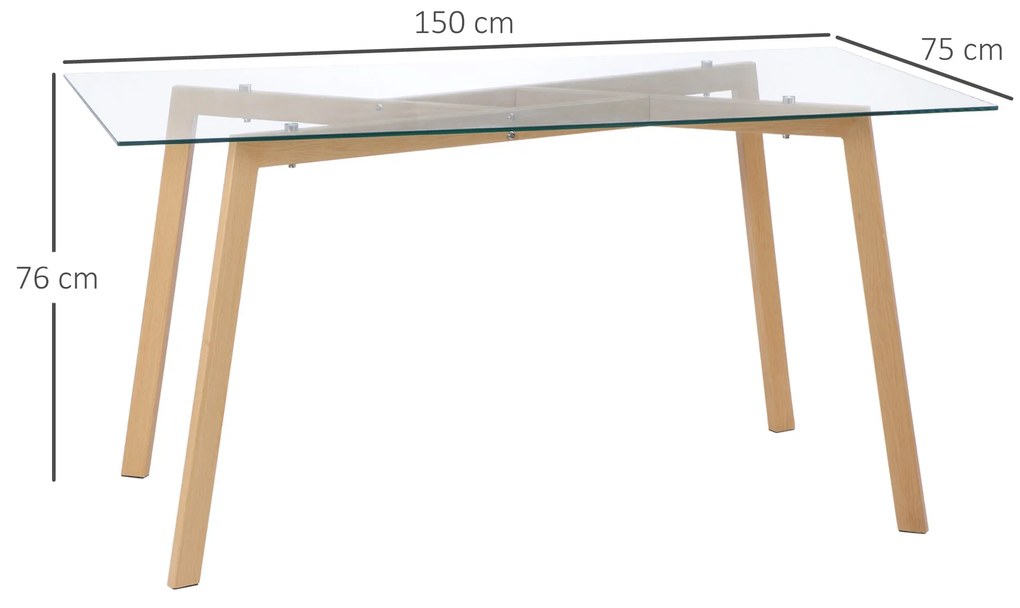 HOMCOM Mesa de Jantar para 6 Pessoas Mesa de Cozinha Moderna com Banca