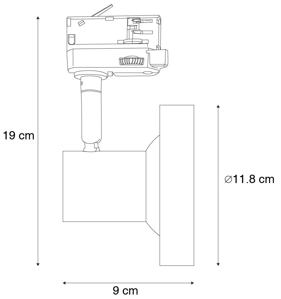 Foco de trilho moderno preto para trilho trifásico GU10 111mm - Trifásico Jeany Moderno