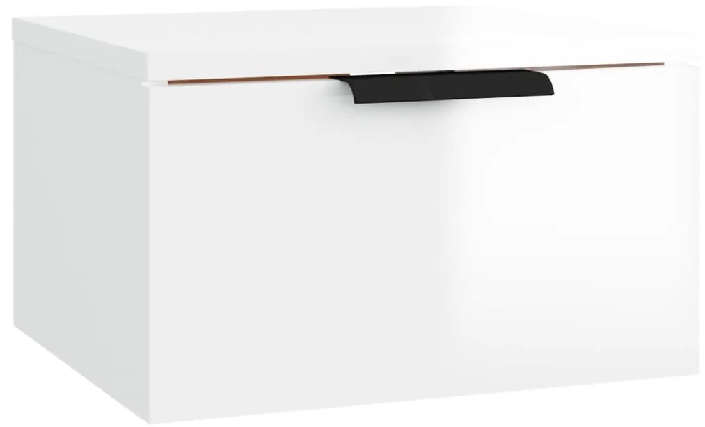 Mesas de cabeceira parede 2 pcs 34x30x20 cm branco brilhante