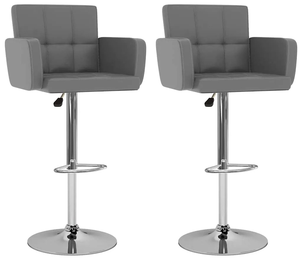 Bancos de bar 2 pcs couro artificial cinzento