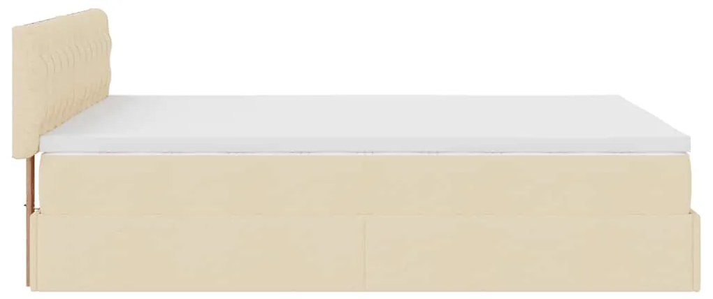 Cama otomana com colchão 140x200 cm tecido creme