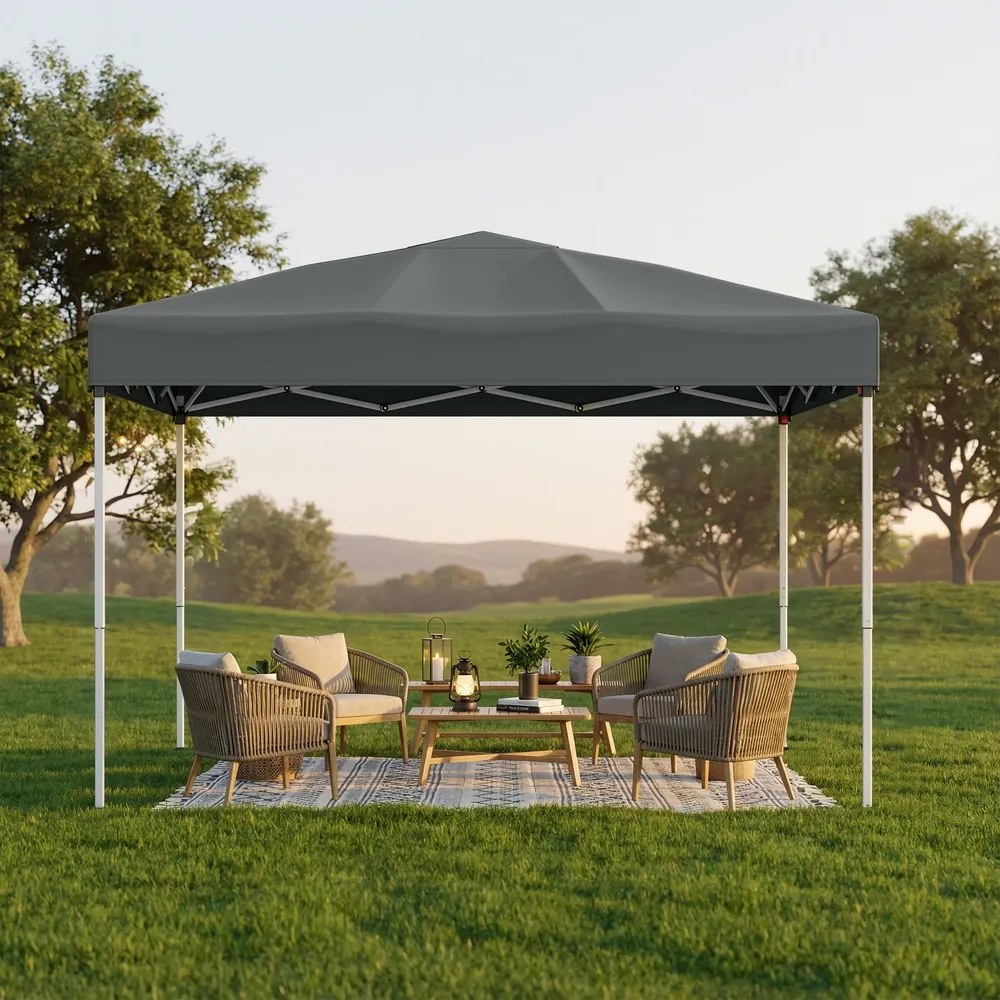Tenda dobrável de 3 x 3 m, resistente, portátil, pavilhão para jardim cinzento