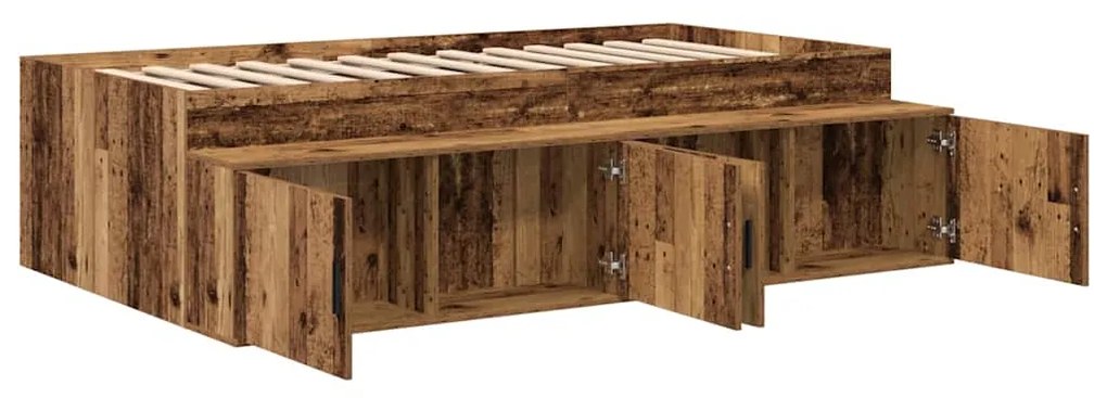 Estrutura Cama Armazenamento Madeira Velha 80x200 cm