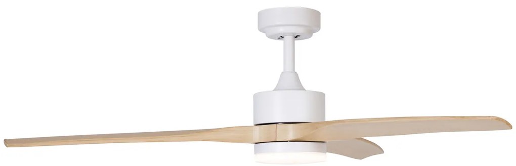 Ventilador de teto branco com impressão de madeira 132cm incl. LED regulável com controle remoto - Joly Moderno