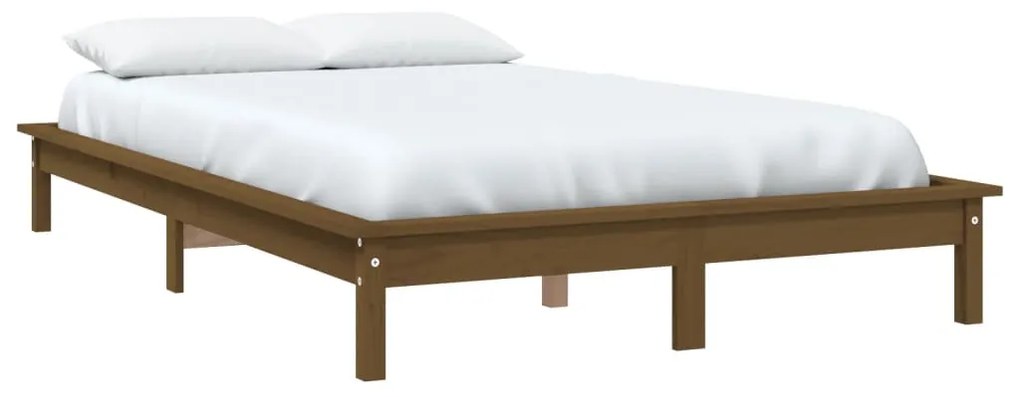 Estrutura de cama 140x190 cm pinho maciço castanho mel