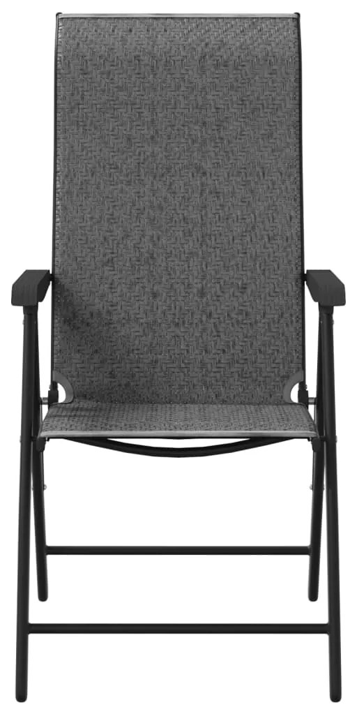Cadeiras de jardim dobráveis 2 pcs vime PE cinzento