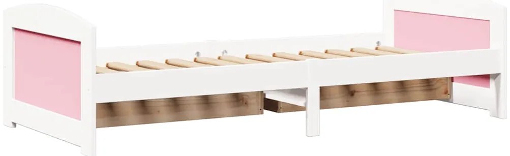 Sofá-cama com 2 gavetas sem colchão 90x200 cm IRUN branco&amp;rosa