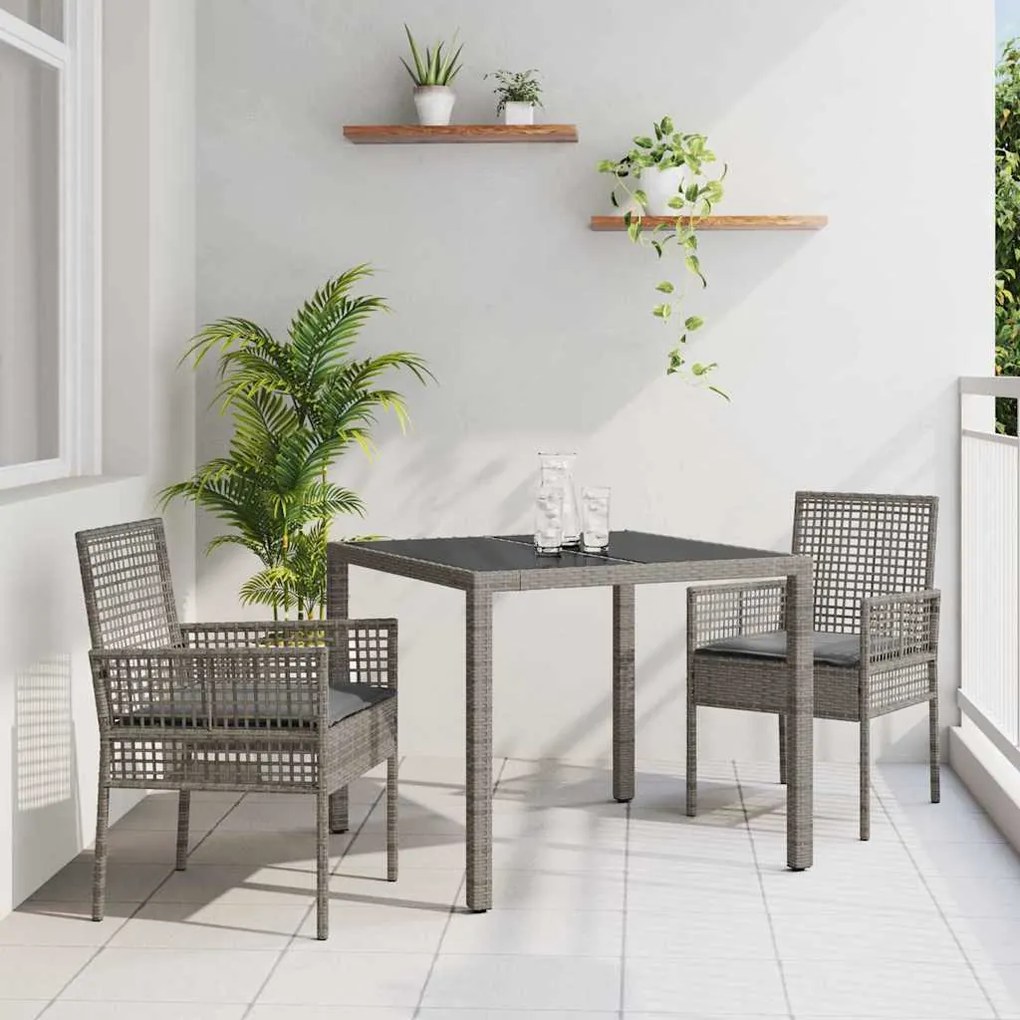 vidaXL Conjunto de Jantar para Jardim 3 pcs Cinzeto 90 x 90 x 75 cm