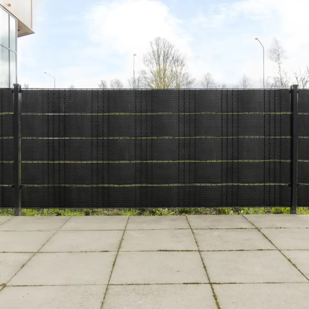 Telas de varanda 10 pcs 255x19 cm vime PE preto