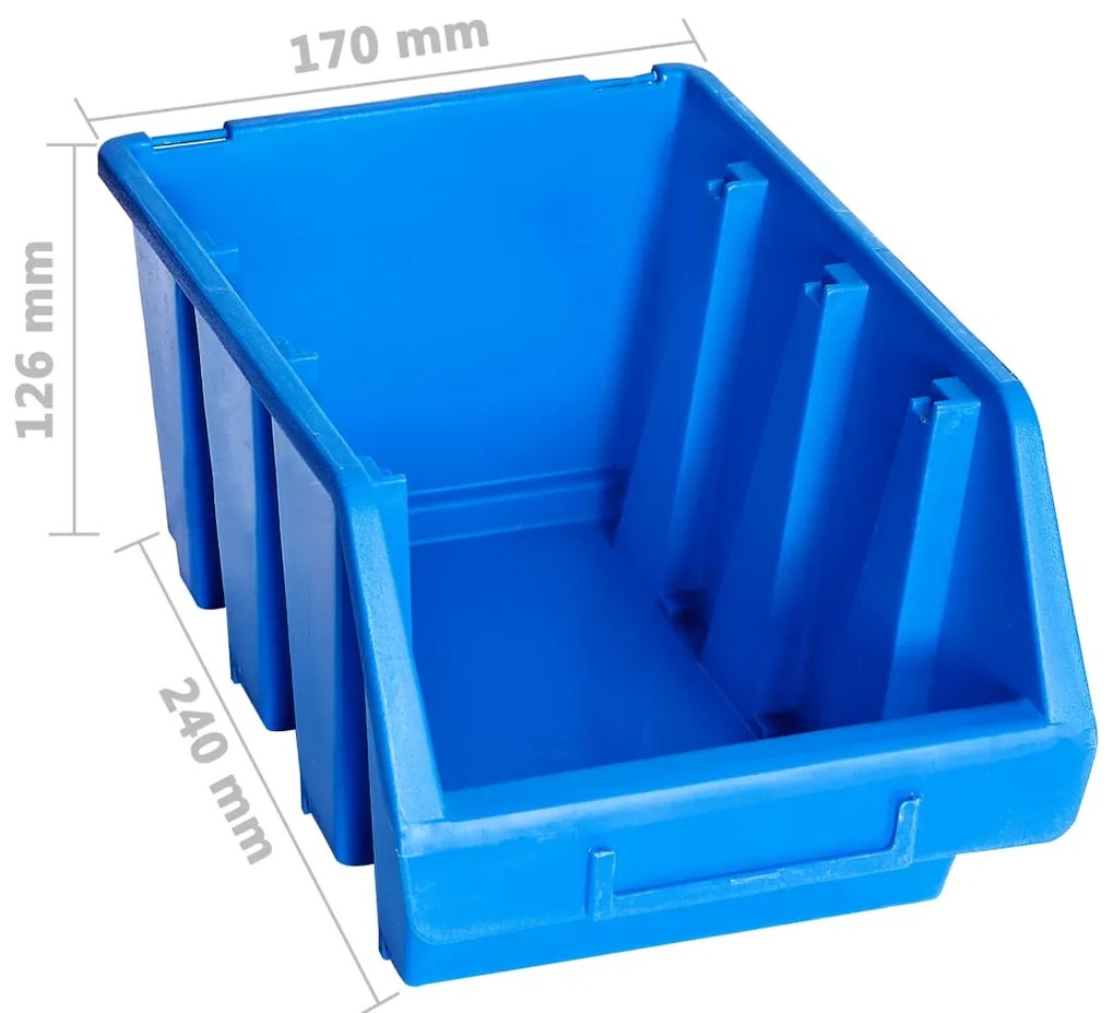 Caixas de arrumação empilháveis 20 pcs plástico azul