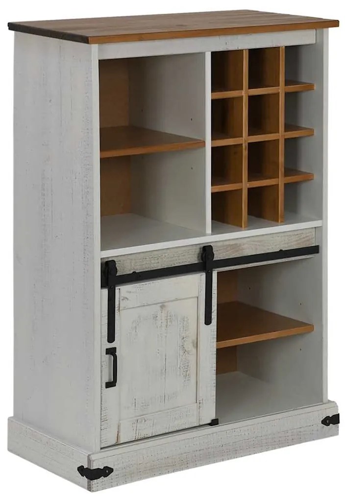 Adega HALDEN com Suporte para Vinhos e Porta Deslizante Pinho