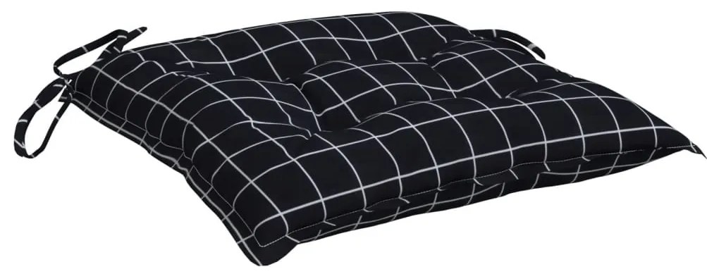 Almofadões p/ cadeira 4pcs 40x40x7cm tecido padrão xadrez preto