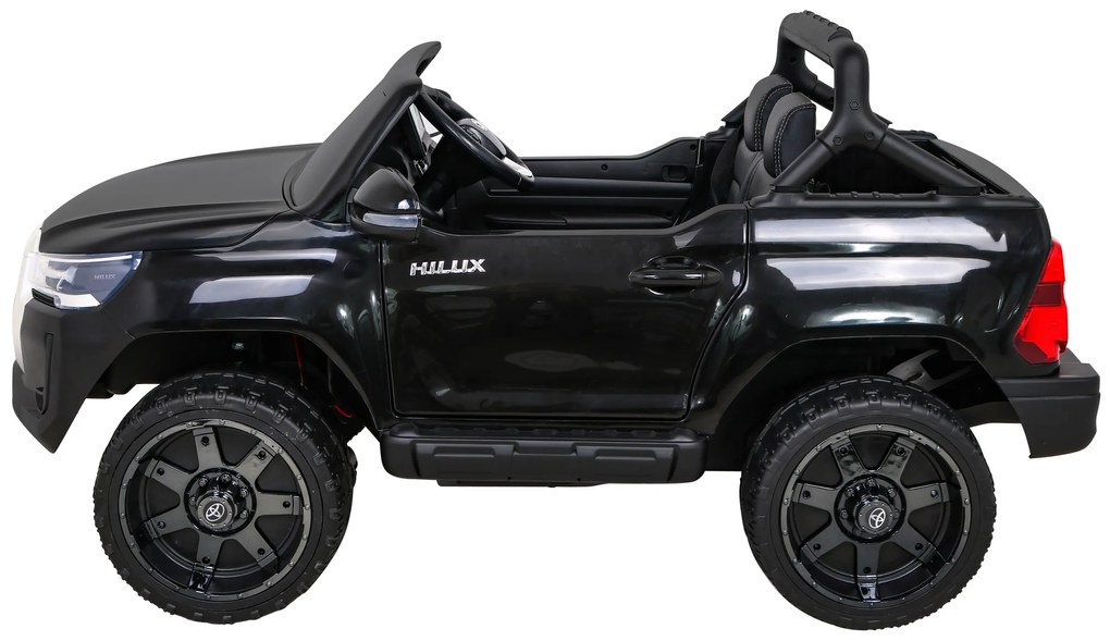 Carro elétrico para Crianças Toyota Hilux 12V 4x4 Rodas Espuma EVA, Assento couro ecológico Preto