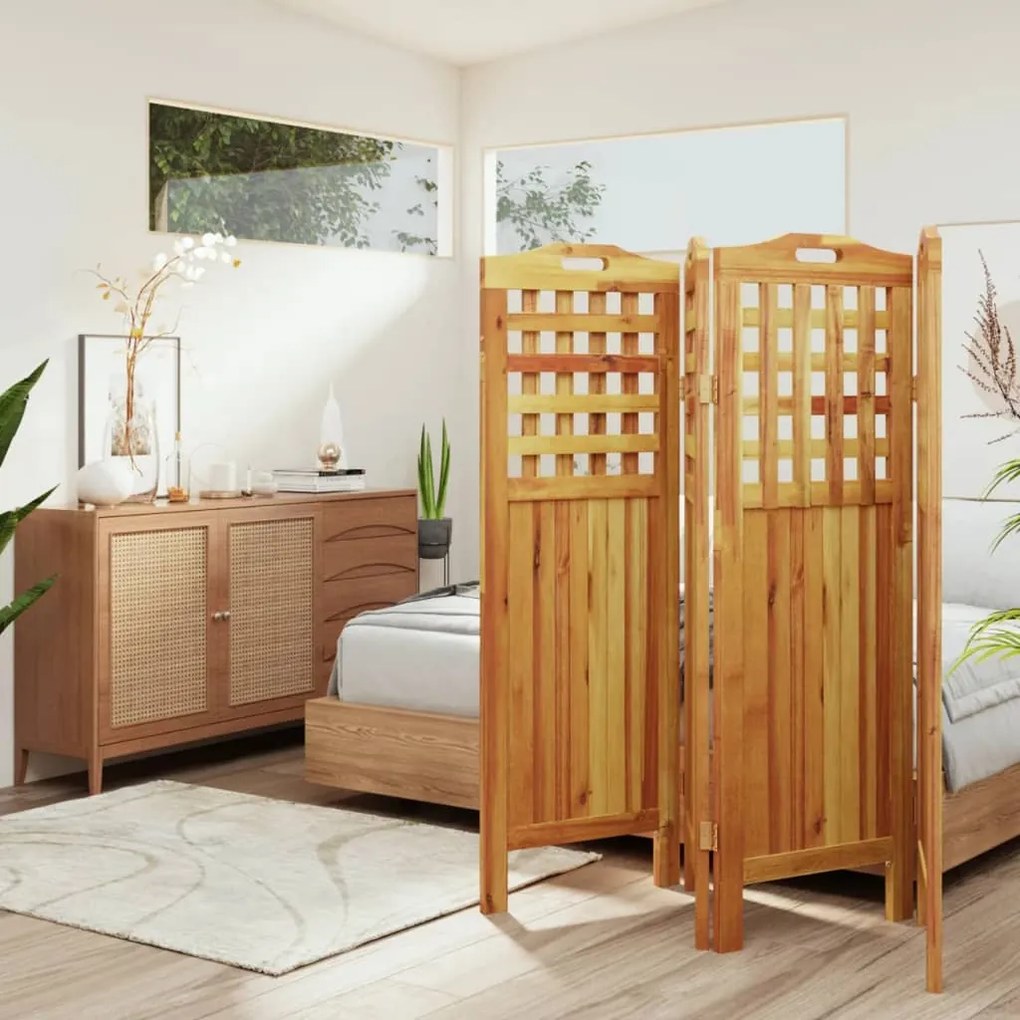 318548 vidaXL Biombo com 4 painéis 162x2x115 cm madeira de acácia maciça