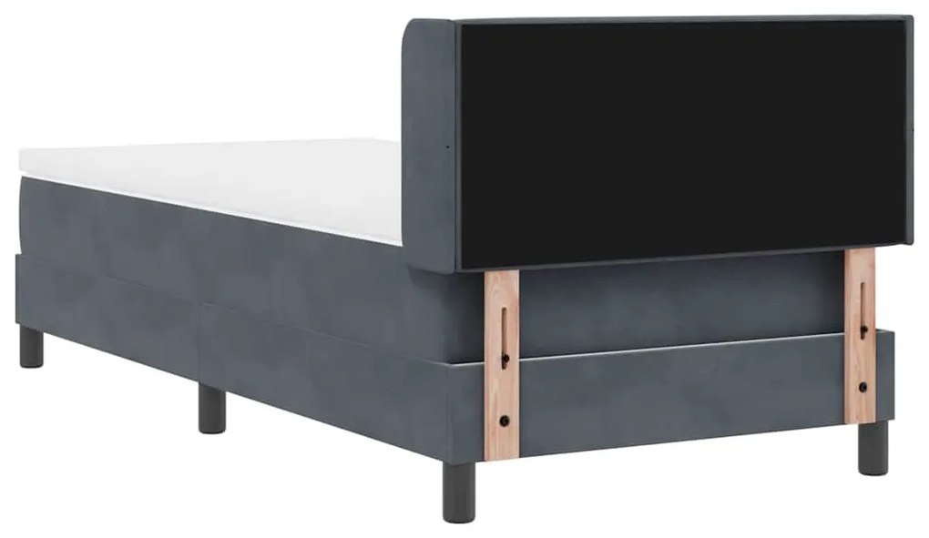 Cama Box Spring com Colchão Cinza Escuro 100x200 cm Veludo